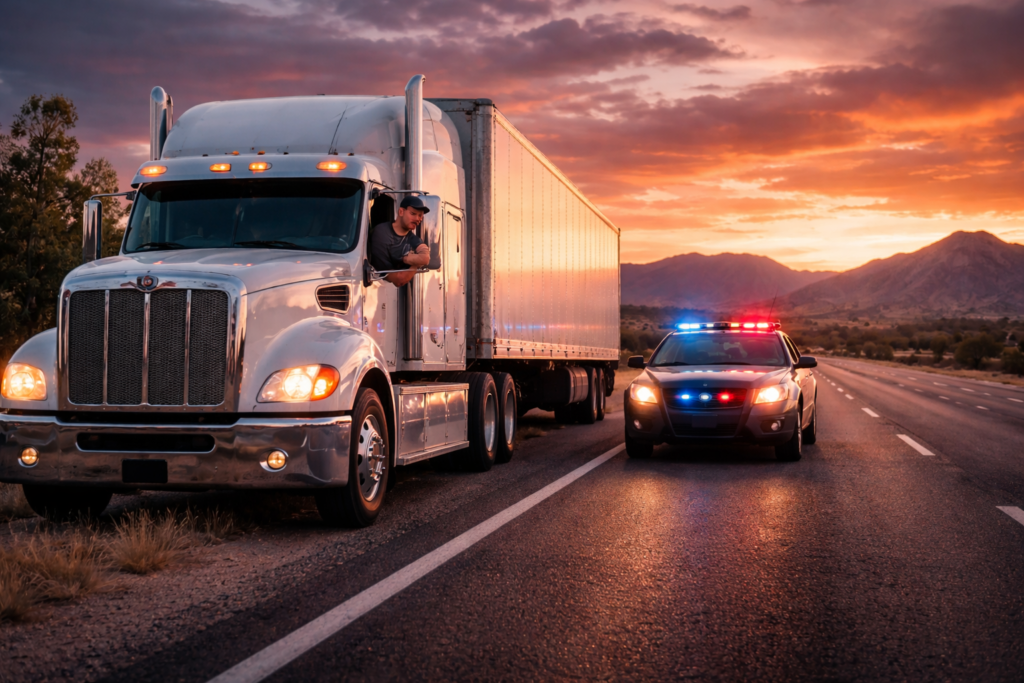 18 WHEELER TRUCKER PULLED OVER IN JEAPORDY OF LOSING A LICENSE